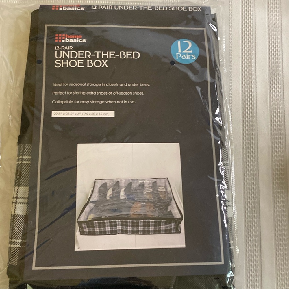 BNIP Home Basics 12-Pair Under Bed Shoe Box Collapsible Clear Top Durable Handle